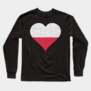 Polish Jigsaw Puzzle Heart Design - Gift for Polish With Poland Roots Long Sleeve T-Shirt